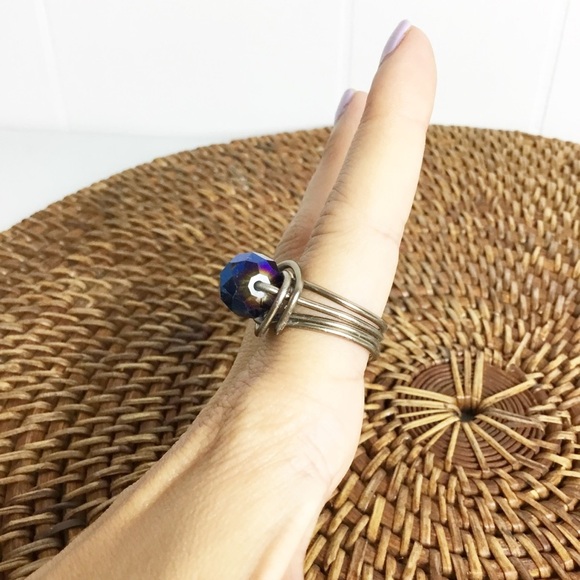 Wire Blue Costume Jewelry Ring Size 7.5 - Picture 4 of 5